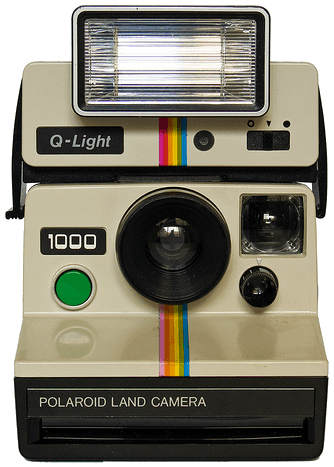 A vintage polaroid camera